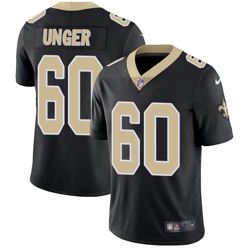 Nike Saints #60 Max Unger Black Team Color Men's Stitched NFL Vapor Untouchable Limited Jersey